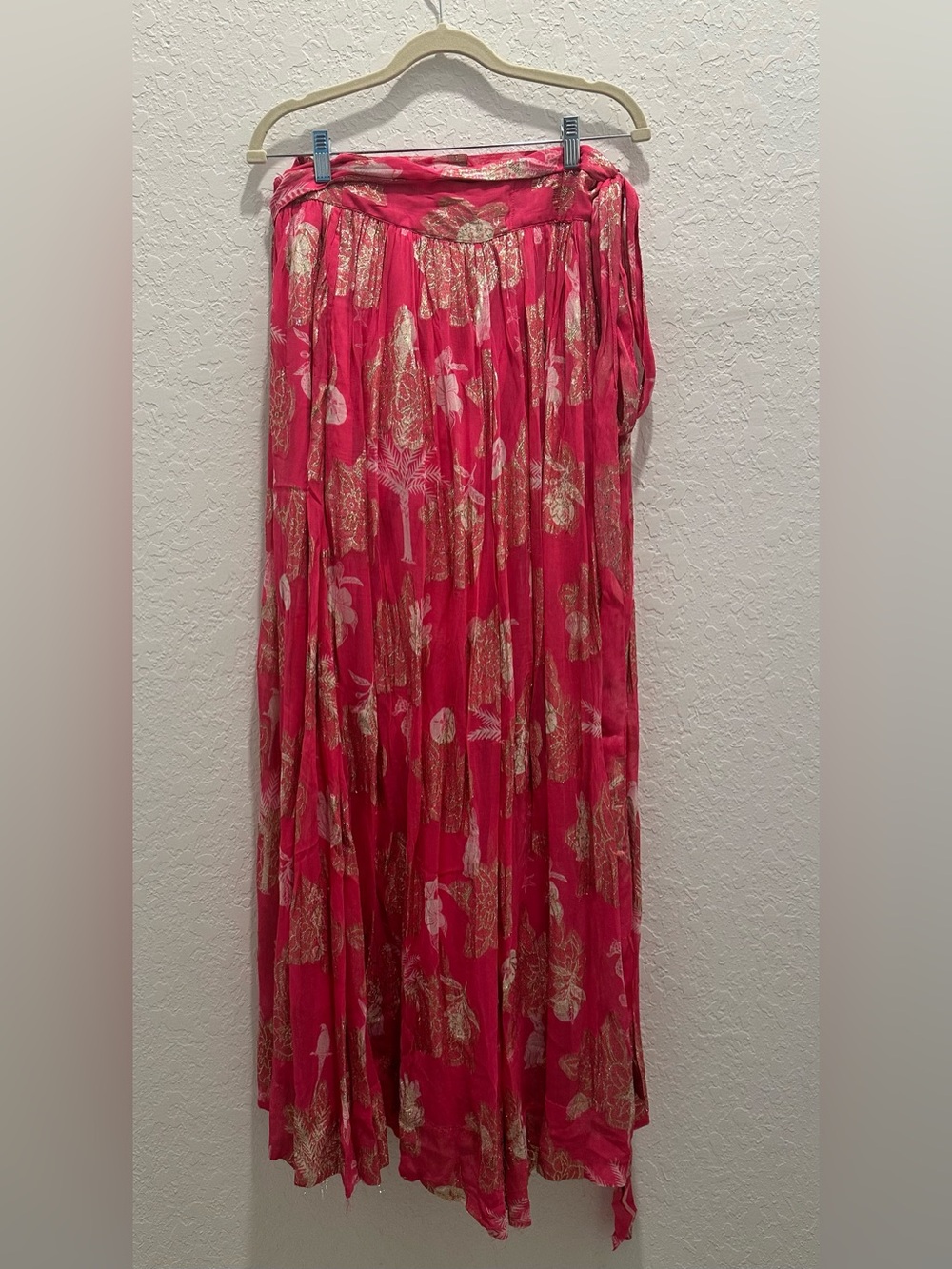 Coniglio Palm Beach Pink and Metallic Wrap Maxi Skirt
